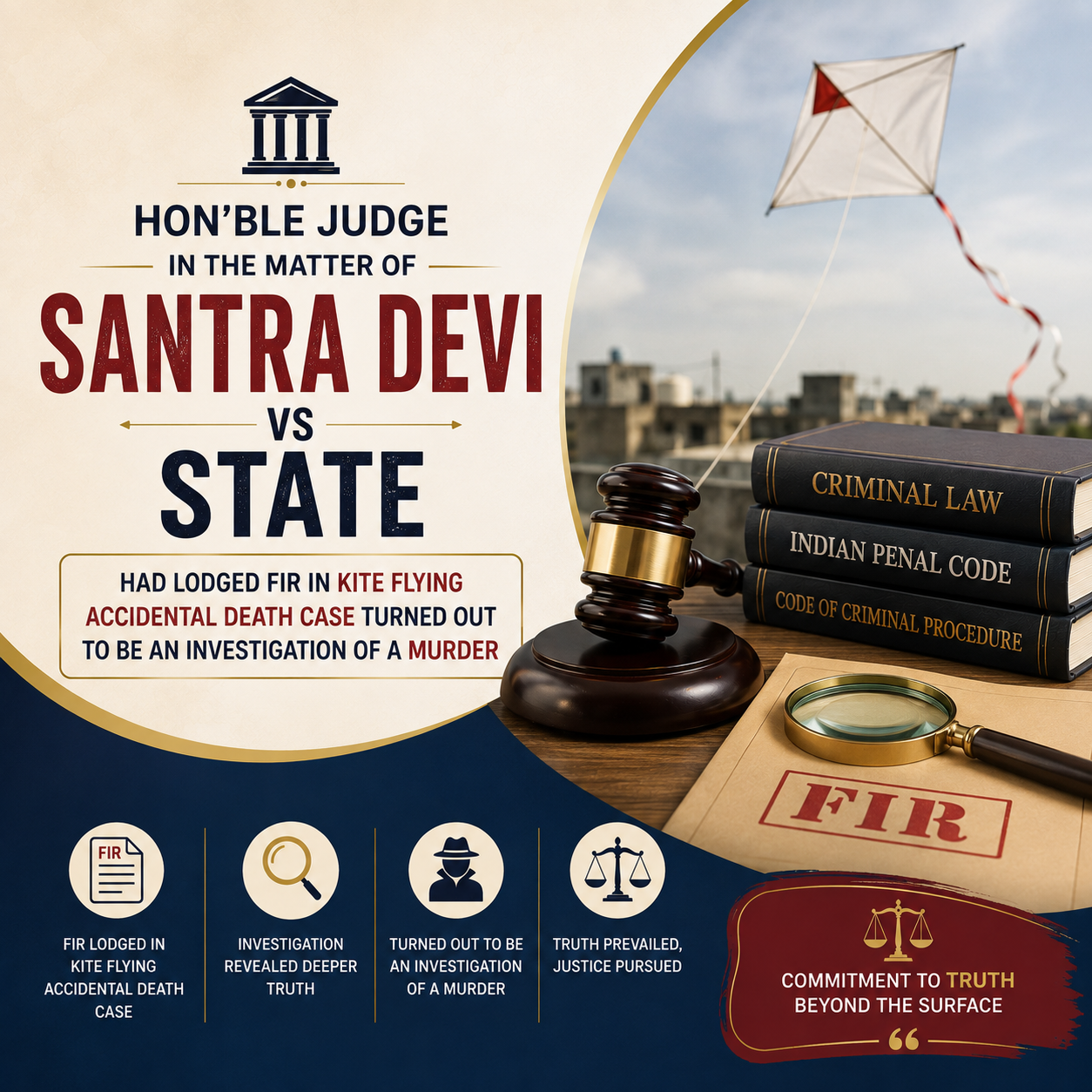 Hon'ble Judge in the matter of "Santra Devi vs State" had lodged FIR in kite flying accidental death case turned out to be an investigation of a murder...